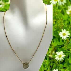 Single Gray Smokey Point Quartz Pendant Gold-Tone Chain 19" Necklace!